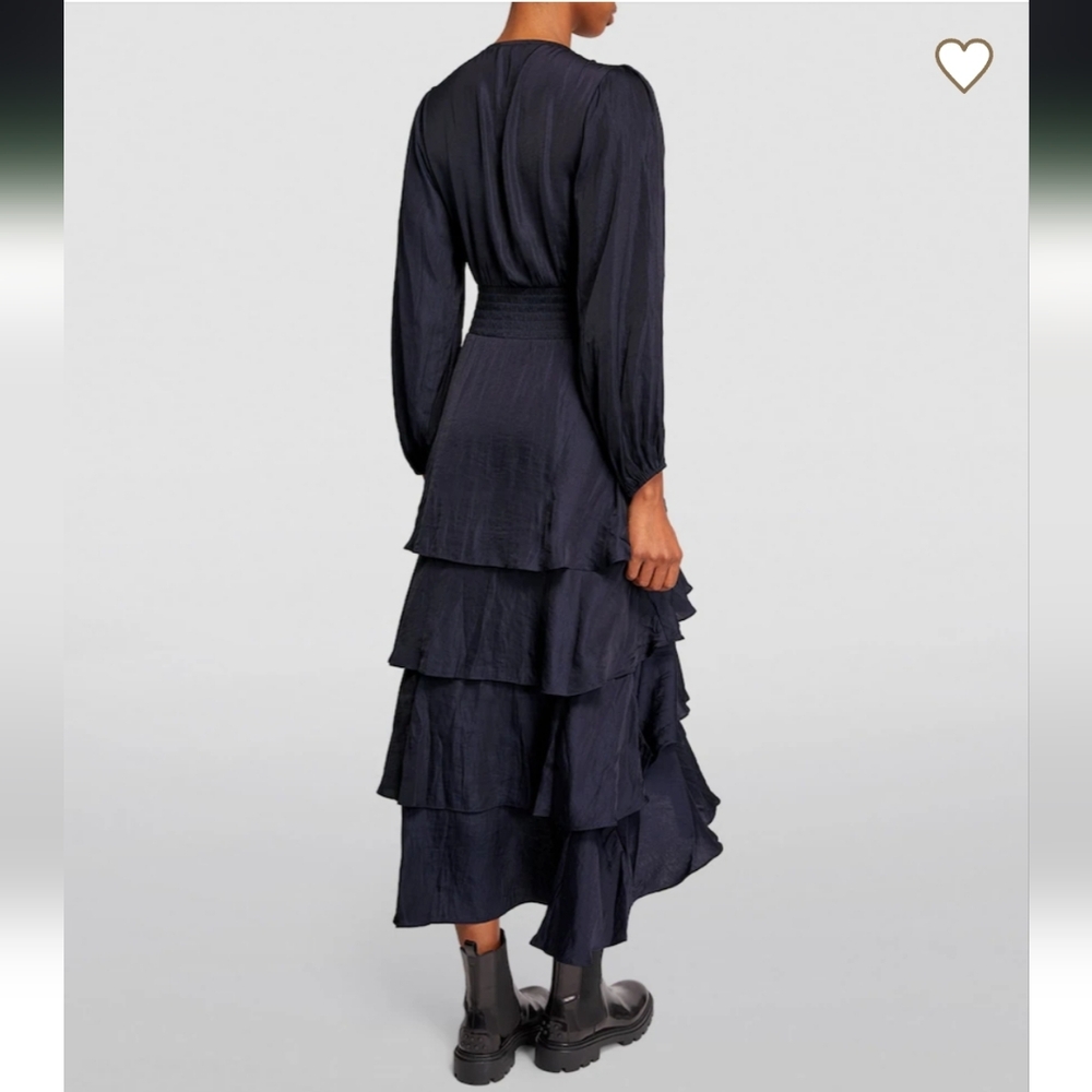 Maje Navy Ruffled‎ Maxi Dress - Picture 3 of 16